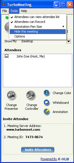 hide remote access meeting