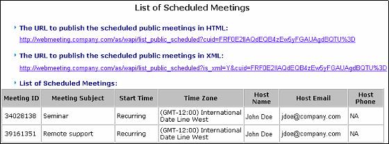 scheduled video conferences list