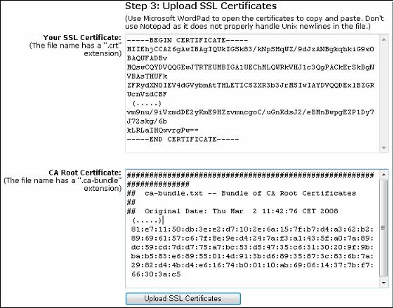 upload SSL certificate